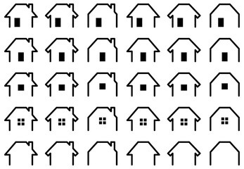 様々な形のホームアイコンのベクターイラストセット