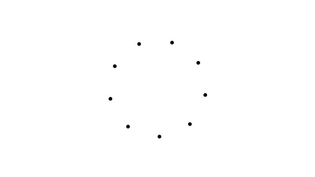 black dots rotating loading circle animation on white background template