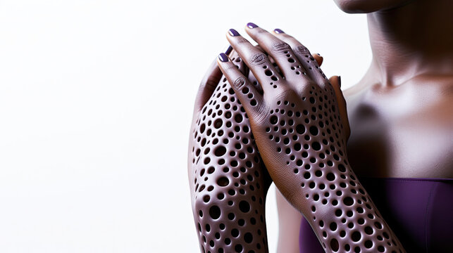 Human Hand with Disturbing Trypophobia Holes