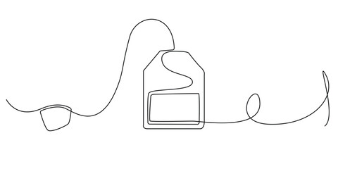 one continuous line drawing of tea bag.one line drawing of tea bag icon.single line vector illustration.isolated white background