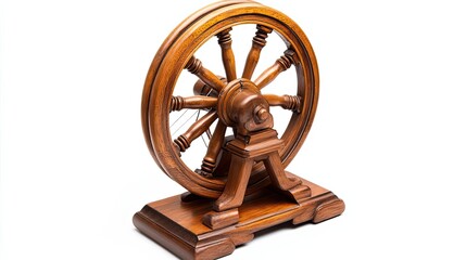 Obraz premium A Detailed Close-up of a Wooden Spinning Wheel