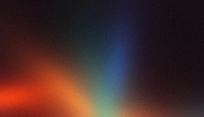 Abstract blue orange red color glowing neon light beams grainy gradient backdrop design. Elegant bright, shiny, glowing, noisy multicolored neon gradient banner, poster, website header.