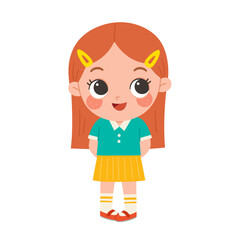 Happy Kid standing pose and smiling. Happy Little Kid Having Fun Enjoying Childhood.