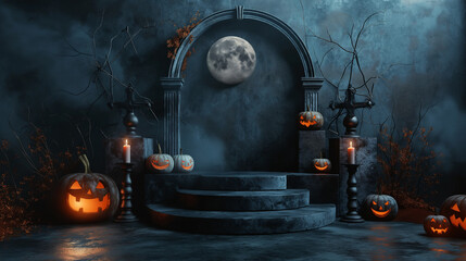 Haunted Halloween Ritual Stage with Archway