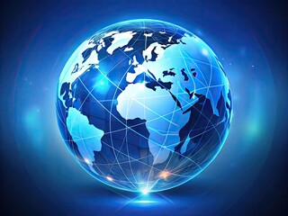 Naklejka premium Blue Vector Globe Design Symbolizing Global Connectivity, Technology, and International Collaboration