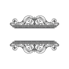 Retro frame holder, hand carved, engraved, detailed hand drawing, vector, vintage