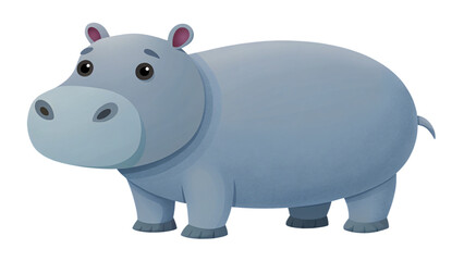 Cute hippo cartoon illustration isolated on white background