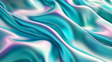 Abstract blue silk fabric flowing with soft light texture, creating a smooth, wavy background design