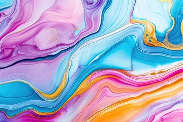 Fototapeta premium Abstract marble texture with liquid gold swirls and colorful pink, blue and turquoise colors