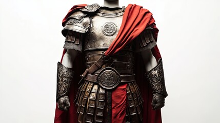 A Close-Up of a Roman Soldier's Armor with a Red Cloak