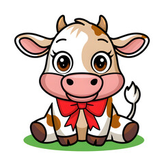 Obraz premium white background cow