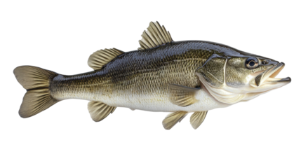 Isolated Largemouth Bass fish on transparent background