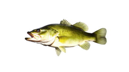 High-resolution Largemouth Bass PNG isolated on a transparent background, perfect for fishing websites