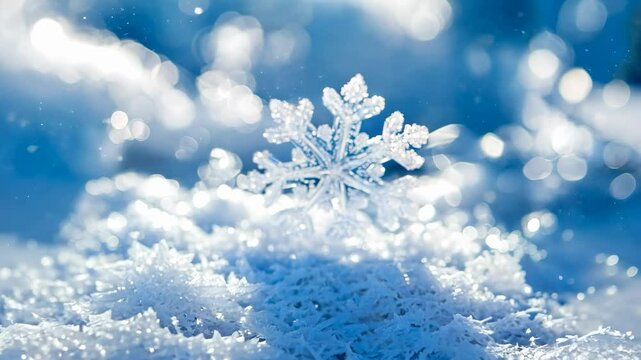 Blue white ice snow flakes pattern closeup shot. December or January outdoor outside nature beauty, beautiful cold frost holiday season, frozen shape wallpaper, winter greeting card decoration. 