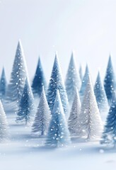 Obraz premium Winter landscape with snow covered trees in blue and white, perfect for holiday greeting