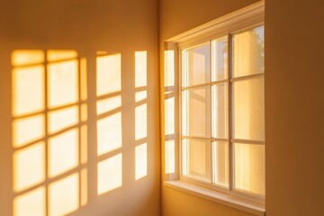 Warm sunlight casting shadows cozy room window