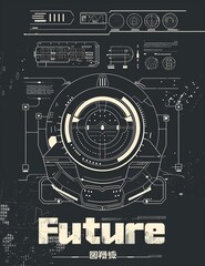 Obraz premium Futuristic cyberpunk poster. Modern basic geometric grid. Sci-fi cyber banner. Retro abstract tech design