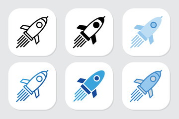 rocket icons with various design styles