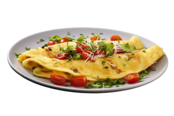 Homestyle Breakfast Favorite omelette Isolated on Transparent Background.