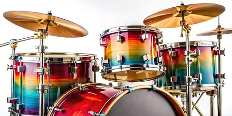 Obraz premium Classic Drum Set Isolated on White Background Perfect for Music, Art, and Entertainment Themes