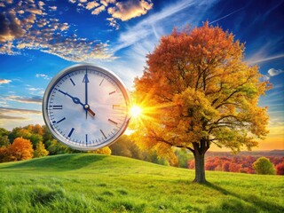 Clocks Turning Back for Daylight Saving Time Transition with Time Change Conceptual Imagery