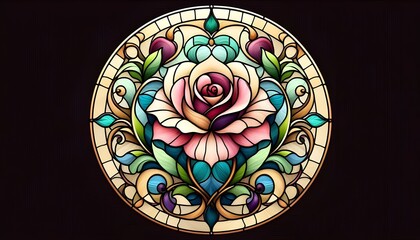 Elegant stained glass rose design