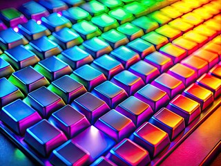 Obraz premium Close-up of a Computer Keyboard with a Modern Design and an Abstract Background in Soft Focus