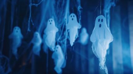 Graveyard at Night with Eerie Fog