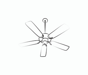  vector continuous line drawing of the ceiling fan 