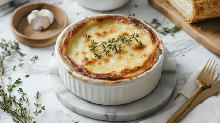 The national food of French cuisine on a beautiful marble plate