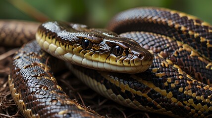 Fototapeta premium Close up of snakes tangled together.