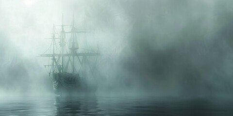 Obraz premium Dark Haunted Forest with Creepy Fog