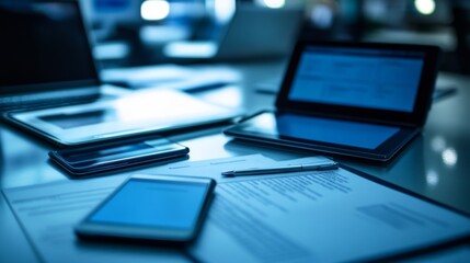 Modern Devices on a Desk in a Professional Setting