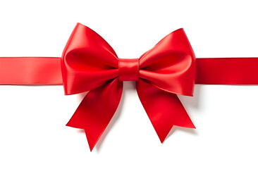 Fototapeta premium red bow isolated on white, red ribbon bow on white background