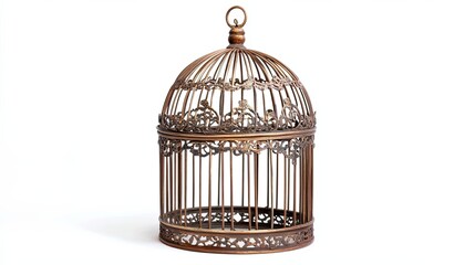 Ornate Golden Birdcage with Intricate Design