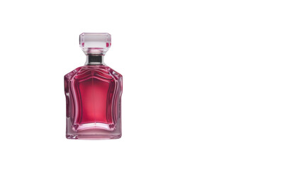 Pink parfume bottle on white background