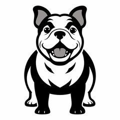 Happy bulldog silhouette vector illustration on white background