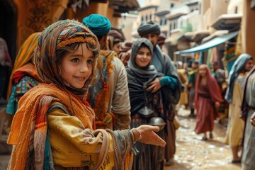 Fototapeta premium A traveler's sense of belonging and connection upon receiving a warm welcome in a foreign land.