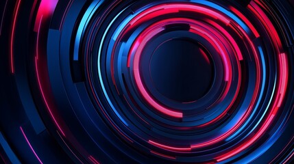 Fototapeta premium 3D blue red techno abstract background overlap layer on dark space with circle stripes shape decoration. Modern graphic design element future style concept for banner, flyer, card, or brochure cove