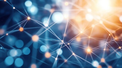 Abstract Network Connections with Bright Dots and Lines