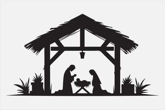 recommend clip art: Silhouette of a nativity scene baby Jesus