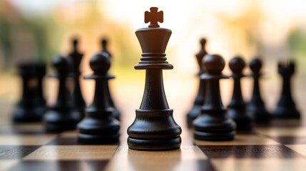 Chess Game with Focus on Black King Piece