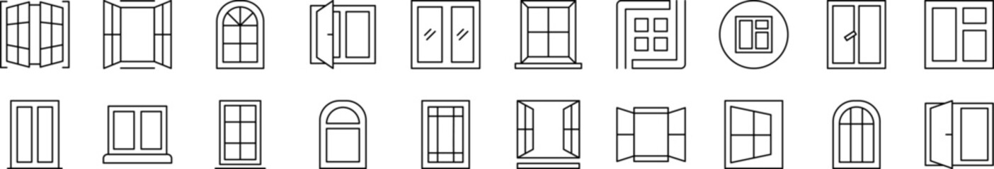 Pack of Thin Icons. Editable Stroke. Suitable for Web Sites, Books, Cards, Apps