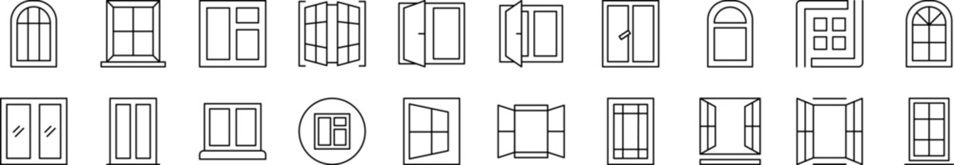 Set of Thin Icons. Editable Stroke. Suitable for Web Sites, Books, Cards, Apps