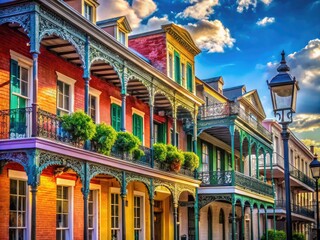 Obraz premium Colorful French Quarter Street Signs in New Orleans Capturing the Essence of Historic Architecture