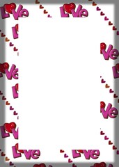 Colorful Valentine's Day card decorated with hearts and the word Love in various styles