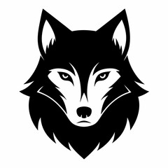 Sad wolf head silhouette vector illustration on white background