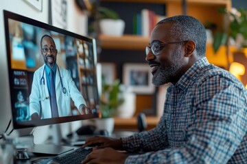 Patient consulting with doctor via video call