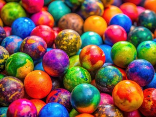 Fototapeta premium Colorful paintball balls arranged in a dynamic composition for recreational sports and events