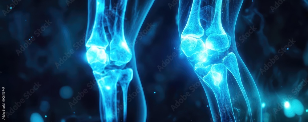 Poster a vivid representation of human knee joints highlighting anatomical structure and motion in a vibran